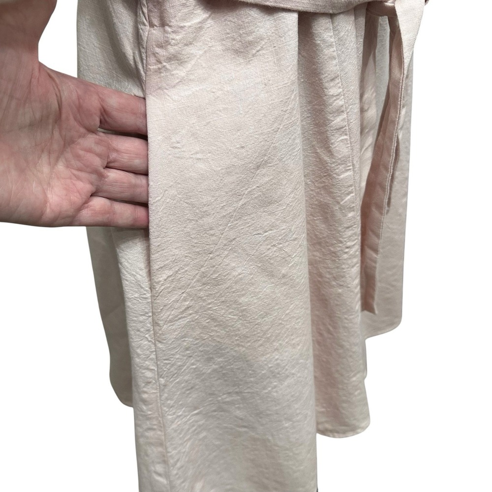 Calvin Klein Pink Dress Puff Sleeves Full Button Front Womens Size 12 Pockets - Picture 6 of 10